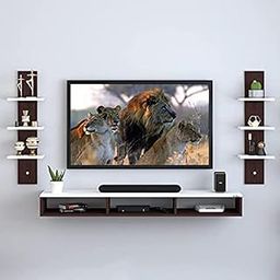 ANYBAR Work Wall Mount Tv Entertainment Unit/with Set Top Box Stand and Wall Shelf,Living Room 32 INCH TV Engineered Wood (32 INCH TV) (Brown-White)-image-75