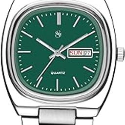 Stainless Steel Analog Square Dial Silver Day Date Unisex Wrist Watch for Men & Women -WCH149-picture-38