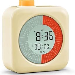 EooCoo Digital Visual Timer,60-Minute Countdown Timers for Kids and Adults,Backlight LCD Screen Pomodoro Time Management Education Tool,Timer Clock Alarm 3-in-1 for Kitchen,School,Office,ADHD - Yellow-image-44