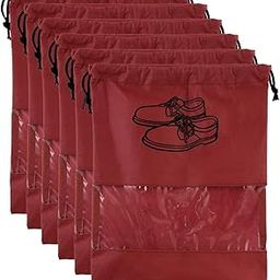 Kuber Industries Shoe Bags Pouches|Shoe Cover for Traveling|Non Woven Drawstring Bag|Shoe Bag for Shoes, Slipper, Heels|Transparent Window|Pack of 6 (Red)-image-65
