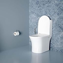 Ruhe® 40x20x10 Inches Dune Ceramic Western Toilet, P-Trap | White Glossy Finish, Rimless Design, Dual-Flush System, Anti-Bacterial Glaze | Include Soft-Close Seat Cover, Dual Flow Flushing Kit, Gasket-image-20
