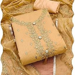 Women's Chanderi Silk Embroidery Unstitched Dress Material-picture-6