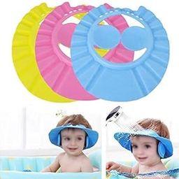 CAZINA Adjustable Baby Shower Cap New Soft Bathing Baby Wash Hair Eye Ear Protector Hat for New Born Infants Babies Boys Babies Girls (Multicolor)-image-11