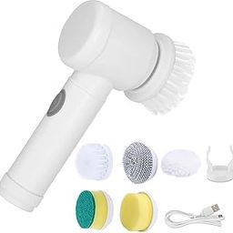 Plastic 5 in 1 Electric Magic Brushs Multifunctional Magic Brush with 5 Brush Heads Charging Cord for Home, Kitchen Tiles, Carpet Sink Wash Basin Bath Shower (5 in 1 Magic Brush)-image-63