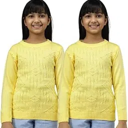 anixa Wool Blend Girls Winter Round Neck Full Sleeve Sweater Pack of 2-picture-2
