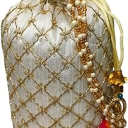 Women's Ethnic Potli Bag | Handcrafted Bridal Potli Purse & Clutch | Traditional Wedding & Party Accessory for Women & Girls-image-31