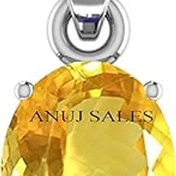 anuj sales 5.00 Ratti 4.00 Carat Natural Citrine Sunela Real Ashthadhatu Pendent is Made up of Pendent for Men & Women-picture-7
