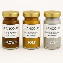 Francolin | Brown, Gold & Silver | Mica/Pearl Powder Pigment | Non Toxic | Vibrant Metallic Glowing | for Soap, Epoxy Resin, Painting, Nail Art & Craft, Cosmetic, Slime | 20g*3-image-89