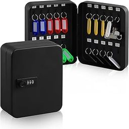 Kgeori Steel Key Cabinet Wall Mount Locking Key Organizer Key Storage Lock Box with Code Key Management with Combination Lock. (Black)-14