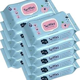 Twittles 99% Pure Water Soft Cleansing Baby Wipes With Lid | Enriched with Aloe Vera, Almond Oil, Daisy & Vitamin E | Rash & Germ Protection | Alcohol Free | 80wipes*10 Pack-image-52