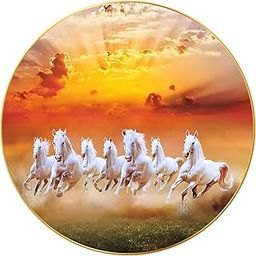 Arkasto Seven Horses Vastu Painting, Big Large Size 7 horse Painting | Golden Frame | Sparkle Laminated | 7 Horse Wall Painting for Bedroom, Living Room, Office, Kitchen (Design 03, 40 cm * 40 cm)-24