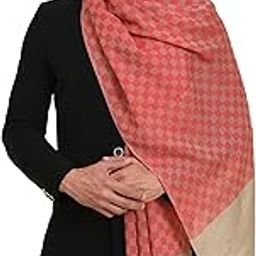 Mens Extra Fine Wool Stole, Checkered design, Red-picture-12