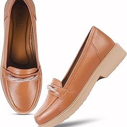 Womens Loafers Shoes Platform Chunky Penny Loafer Comfortable Slip On Shoes-image-29