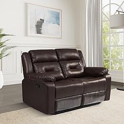 Amazon Brand - Solimo Costa 2 Seater Leatherette Manual Recliner (Brown)-image-4