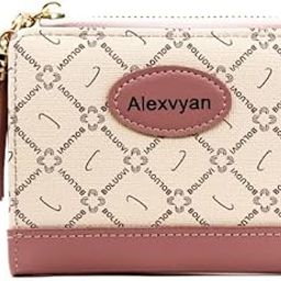 Pink Small Bi-Fold Women Wallet -PU Leather Multi Wallets | Credit Card Holder | Coin Purse Zipper -Small Secure Card Case/Gift Wallet for Women and Girls Abstract Pattern-image-15