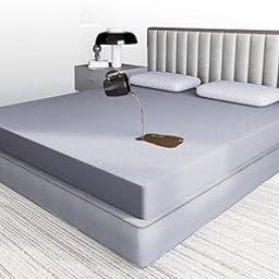MK LIFE Premium Waterproof Mattress Protector 72x78 Inch – Terry Cotton King Size Bed Cover – Breathable, Noiseless, Washable Fitted Sheet for Bedroom & Guest Room. (Gray, Maroon)-image-47