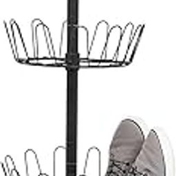 Nestora Home 3 Tier Metal Shoe Tree - 18-Pair Shoe Organization Rack - Black Finish - Free Standing Tower with Weighted Base - Sturdy and Durable Shoe Organizer for Small Spaces and Bedroom Storage-image-77