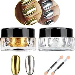 2 pcs Nail Art Mirror Glitter Chrome Pigment Powder Dust Nail Sequins Gold Silver Color Nail Art Tools with Sponge Stic-picture-12