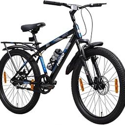 Hero Next Mountain Bike with Integrated Carrier | Dual Disc Brakes | Single Speed | Blue & Black | Ideal for Adults (26T)-53