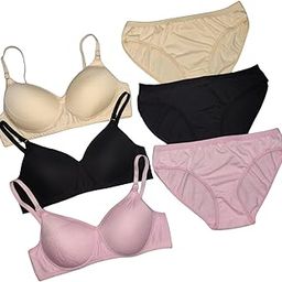 Women's Lingerie Set Full Coverage Light Padded Wirefree Bra and Panty Set (Pack of 3)-image-88