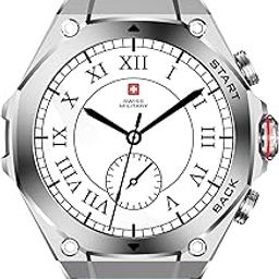 Swiss Military DOM6 Smartwatch 1.43" AMOLED, Bluetooth Calling, Multi Language, Health & Sports Tracking, Wireless Charging, 7 Days Battery, IP67, iOS/Android Compatible,Silver Frame with Blue Strap-image-20