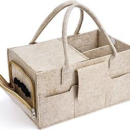 Maliton Baby Diaper Caddy Organizer, Diaper Holder with Lid, Nursery Storage Bin, Portable Diaper Caddy for Baby Stuff, Large Felt Diaper Organizer for Baby Boy Girl (Khaki)-picture-17
