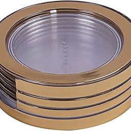 Kuber Industries 6 Pieces Tea Coaster with Stand (Gold)-10
