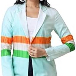 Fabcurate Salute Your Nation Patriotic Jacket for Women | Full Sleeve Exclusive Tri Color Jacket | Perfect for National Holidays, Sports Events, and Patriotic Celebrations Multicolour-23