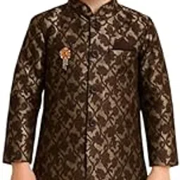 krystle Traditional Kids Ethnic Wear Sherwani and Pajama for Weddings & Festivals (Brown,Multisize)-picture-7