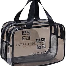 BLUE BEADS Double Layer Black Color Transparent Pvc Bag Multifunction Toiletries Organizer Portable Travel Waterproof Toiletry Bag For Men And Women, 15 Cm-image-6
