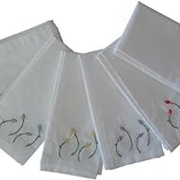 Ornamelz - Pure Cotton white hankies/handkerchiefs - Hand embroidered with silk thread - 33 x 33 cm - ideal gift to Women/kids-image-23