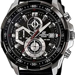 Edifice EFR-539L-1AVUDF Black Analog Dial Black Leather Band Men's Watch Chronograph 100M Water Resistant EX193-37