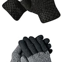 Men's Winter Woollen Tourchscreen Pack of 2 Pairs Gloves For Cold Weather(SGD-568610)(Black, Free Size)-image-63