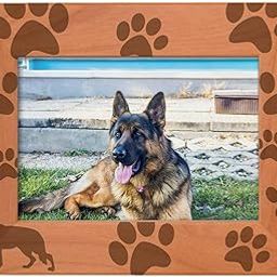 Gifts For All By Rachel Olevia Dog Lover Gift German Shepherd Paw Prints Natural Wood Engraved 5x7 Landscape Picture Frame Wood-11