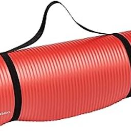 AmazonBasics 13mm Extra Thick Yoga and Exercise Mat with Carrying Strap, Red-image-96