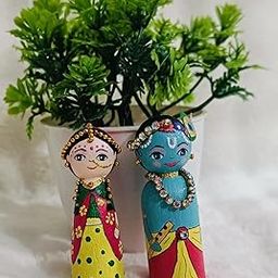 Radha Krishna Wooden Peg Dolls| Gift Items | Home Decoration, Desk and Living Room Decoration | Radha Krishna Love | Religious Gifts Items | Wooden Toy-picture-21