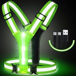 Simket Led Light Up Running Vest Reflective Vest for Walking at Night, High Visibility Night Running Gear Rechargeable Adjustable Running Lights for Runners Walkers Men Women-image-58