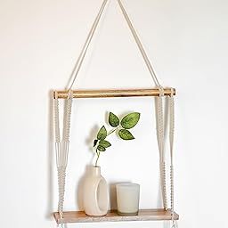 UHUD CRAFTS Macrame Wall Hanging Shelf | Wooden Floating Shelf for Wall Decor | Wall Hanging Plant Decor Shelf | Home Decor Item for Bedroom | Wall Mounted Shelf for Living Room Decor-picture-0