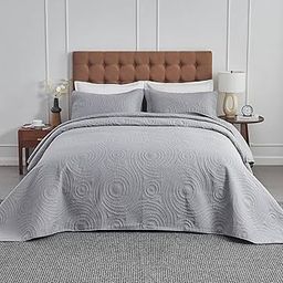 Oversized King Bedspreads 128x120 for Split Adjustable Bed or Large/Tall California King/King Bed Quilted Lightweight Comforter Reversible Coverlet Sets 1 Quilt 2 Pillow Shams Grey-image-34