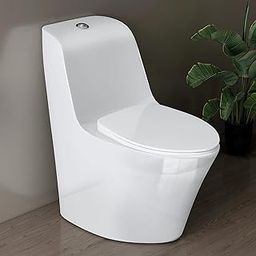 Plantex Imported Ceramic Commode for Toilet/Siphonic Vacuum Jet Flush Western Commode/One Piece Western Toilet with Soft Closing Toilet Seat - S Trap (White)-image-5