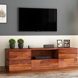 SANPNEET Solid Sheesham Wood Wooden Tv Cabinet for Living Room & Bedroom|Tv Unit with Shelves & 5 Drawers Storage Console TV Stand(Honey Finish)-image-93