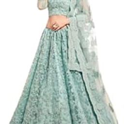 Women's Net Embroidered Semi-Stitched Lehenga Choli-32