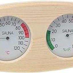 CALANDIS 1x Pine Wood Sauna Thermometer&Hygrometer 2-in1 Horizontal Indoor Durable-28