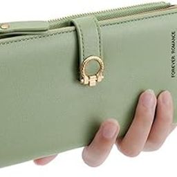 Women Wallet Slim |Stylish Bifold Long Purse Clutch | Phone,Cash,Coin, Credit Card Holder, with Zip Pocket for Girls and Ladies (Green)-46
