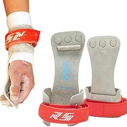 Reisport Men's Hook and Loop High Bar Grips, XX-Small, X-Small, Small, Medium, Large, Gymnastic Grips, Men and Boys Gymnastics Training, Long Lasting, Leather, Safe Grip Gray-73
