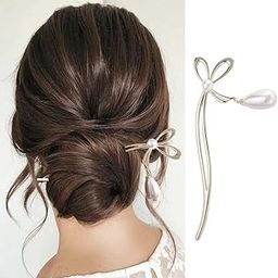 Flair Fascinators Hair Clips, Chinese Style Metal Pearl Hairpin, Golden Hair Sticks, Hair Accessories for Women Girls, 1 Piece-35