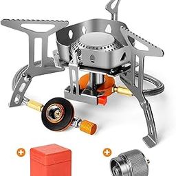 ITUSHA Windproof Camp Stove Camping Gas Stove with Fuel Canister Adapter, Piezo Ignition, Carry Case, Portable Collapsible Stove Burner for Outdoor Backpacking Hiking and Picnic (3500W Stove)-picture-10