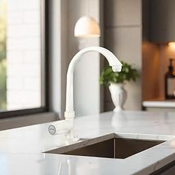 LIPKA Royal Swan Neck Swivel Spout Faucet Sink Cock Tap | Wall Mount Sink Tap for Kitchen | Wash Basins Tap | Swan Long Neck Faucet | Plastic Tap for Kitchen/Bathroom | Plastic Water Tap | Lvory-21