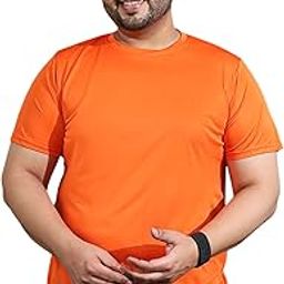 Men's Plus Size Orange Printed Half Sleeve Round Neck Tshirt-image-33