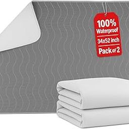 Epicessentials Reusable Underpads (34"x52" in), Bed Pads for Incontinence Washable, 500 GSM Heavy Absorbency Cloth Chucks Bed Pads Washable for Adults, Kids, Elderly, and Pets (Grey/White - 2 Pack)-image-34